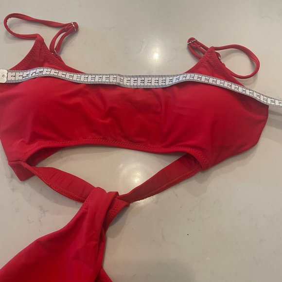 Red Spaghetti Strap Cutout One Piece Swimsuit - Picture 8 of 11